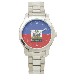Montre Drapeau haïtien Nom personnalisé