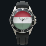 Montre Drapeau hongrois<br><div class="desc">Ce dessin présente le drapeau national de la Hongrie (connu en hongrois sous le nom de Magyarország), qui est un pays d'Europe centrale. La Hongrie borde la Slovaquie au nord, l'Ukraine au nord-est, la Roumanie à l'est et au sud-est, la Serbie au sud, la Croatie et la Slovénie au sud-ouest...</div>