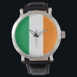 Montre Drapeau irlandais<br><div class="desc">Le drapeau irlandais est un triband vertical. Les couleurs utilisées dans le drapeau sont le vert,  le blanc,  l'orange. La proportion du drapeau irlandais est de 1:2. Le drapeau irlandais a été adopté en 1919.</div>