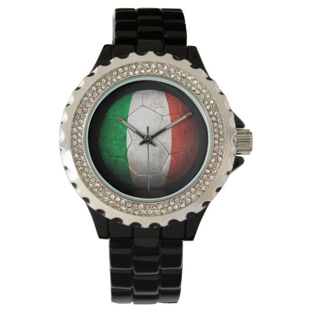 Montre Drapeau Italien Porté Football Soccer Ball (devant)