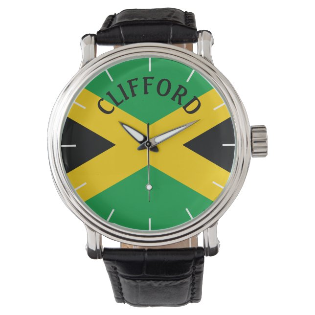 Montre Drapeau Jamaïcain Nom Personnalisé (devant)