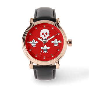 Montre DRAPEAU jolly roger ET TROIS LIEUX, Rouge