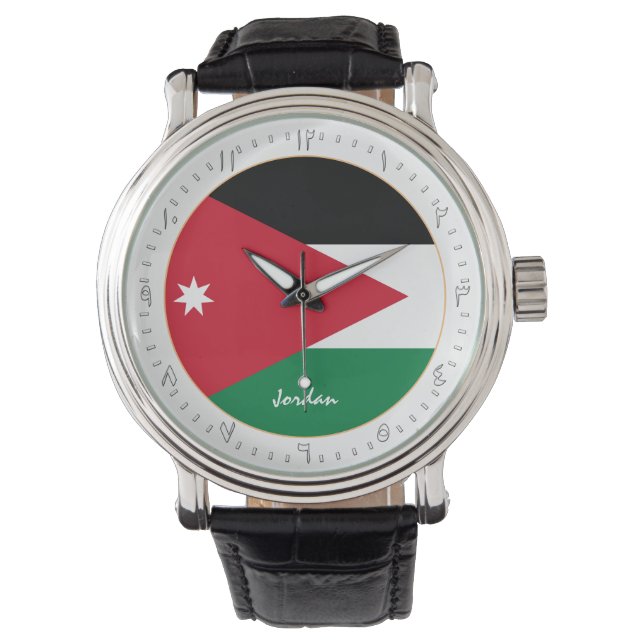 Montre Drapeau jordanien & mode jordanienne, arabe Non /d (devant)