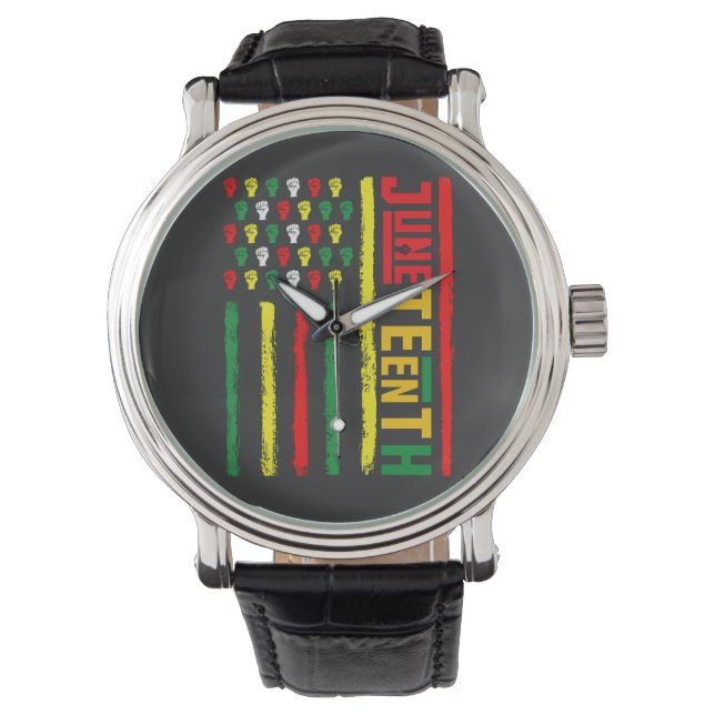 Montre Drapeau Juneteenth célébrant la liberté noire 1865 (devant)