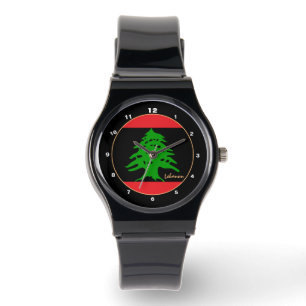 Montre Drapeau libanais, design de mode NOIR, Liban