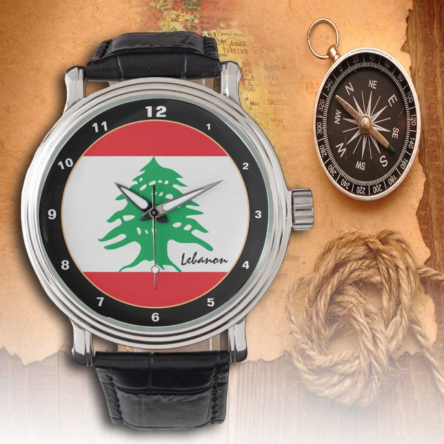 Montre drapeau libanais et Moyen-Orient - fans de mode/sp (Créateur téléchargé)