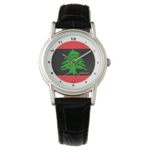 Montre Drapeau libanais & Liban NOIR mode / design tendan