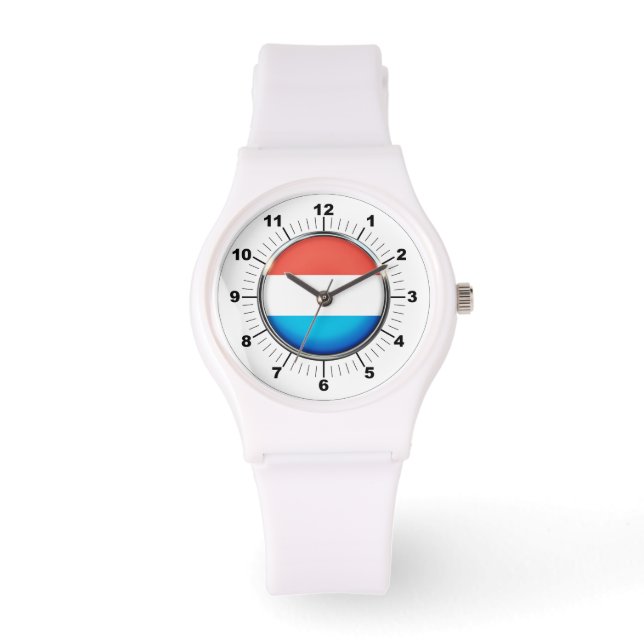 Montre Drapeau Luxembourg féminin Sporty White Silicon Wa (Recto)