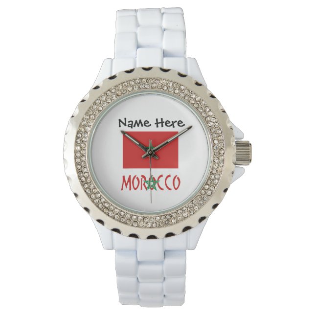 Montre Drapeau Marocain Maroc Personnalisation Noir  (devant)