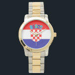 Montre Drapeau national de Croatie Zastava Hrvatske<br><div class="desc">Le drapeau national de Croatie Zastava Hrvatske croate ou Le Tricolor Trobojnica est l'un des symboles de l'état de la Croatie. Il se compose de trois dimensions égales,  bandes horizontales en couleurs rouge,  blanc et bleu. Au milieu se trouve le blason de la Croatie. #patriotique #drapeau #croatia #croatian #zastavahrvatske</div>