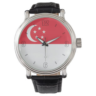 Montre Drapeau national de Singapour Élégant patriotique