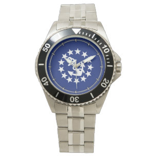 Montre Drapeau Nautique Américain Ancre Étoiles Bleu