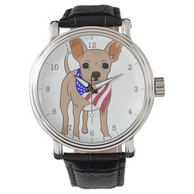 Montre Drapeau patriotique américain Bandana Chihuahua (devant)