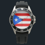 Montre Drapeau portoricain (Porto Rico)<br><div class="desc">Ce dessin est orné du drapeau de Porto Rico, qui représente et symbolise l'île des Caraïbes et son peuple. Le Commonwealth de Porto Rico ("Estado Libre Asociado de Porto Rico") est un territoire non incorporé des États-Unis d'Amérique. Originaire du peuple indigène Taíno, Porto Rico fut colonisé par l'Espagne après l'arrivée...</div>