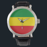 Montre Drapeau rastafarien Rasta Ethiopie<br><div class="desc">Les couleurs rouge, vert et jaune représentent le drapeau du Rastafarianisme, mais c'est aussi un drapeau de l'Ethiopie. Voici un cadeau Rasta de haute qualité et un grand design pour tous les rastafariens. Visitez notre magasin pour trouver plus de cadeaux Rasta cool et d'autres idées cadeaux de drapeaux du monde....</div>