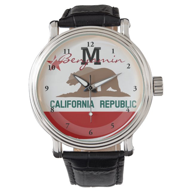 Montre Drapeau rond brillant de Californie (devant)
