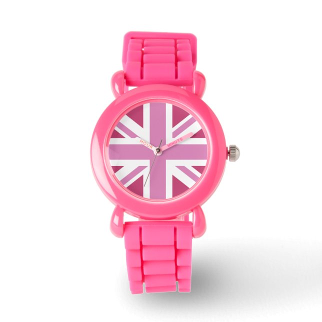 Montre drapeau rose du royaume-uni, union jack, drapeau d (Recto)