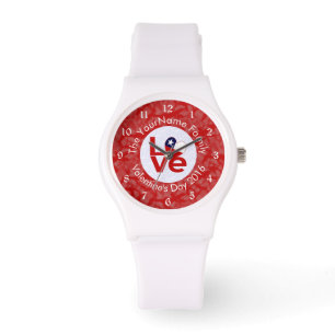 Montre Drapeau Rouge du Chili AMOUR Personnalisé