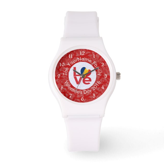 Montre Drapeau rouge personnalisé du Tchad LOVE (Recto)