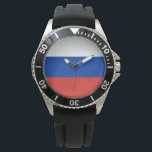 Montre Drapeau russe (Russie)<br><div class="desc">Ce dessin est orné du drapeau national de la Russie (autrement connu sous le nom de Fédération de Russie), un pays transcontinental qui s'étend sur l'Europe de l'Est et l'Asie du Nord. La Russie est le plus grand pays du monde et le pays le plus peuplé d'Europe. La Russie est...</div>