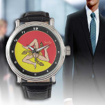 Montre Drapeau sicilien, mode sicilienne tendance / montr<br><div class="desc">WATCH : Sicile & Sicilienne Drapeau - (Trinacria - triskelion tourbillon) design de mode - amour mon pays,  voyage,  vacances,  patriotes / fans de sports</div>