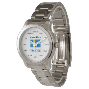 Montre Drapeau suédois personnalisation noire
