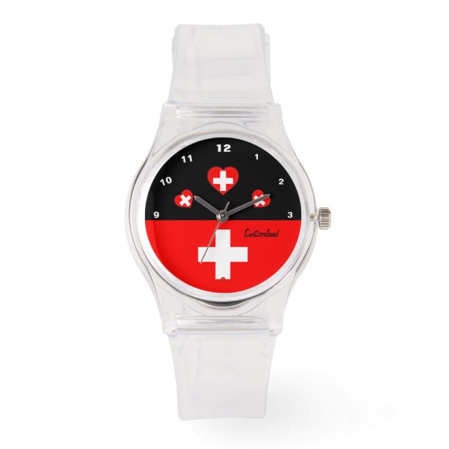 Montre Drapeau Suisse, Coeurs, Suisse /sports (Recto)