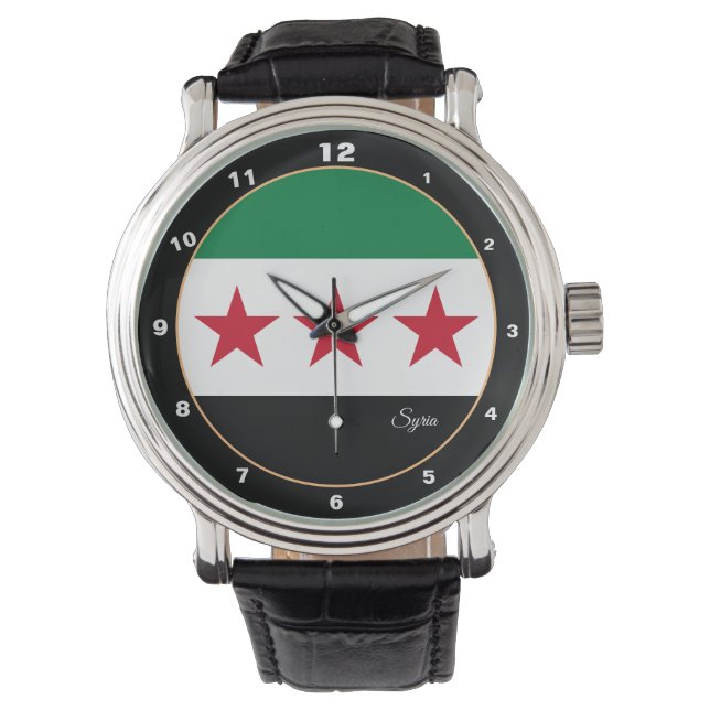 Montre Drapeau Syrie, indépendance de la Syrie, mode/desi (devant)