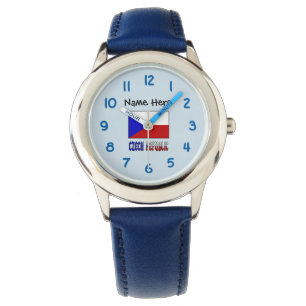 Montre Drapeau tchèque et tchèque avec votre nom
