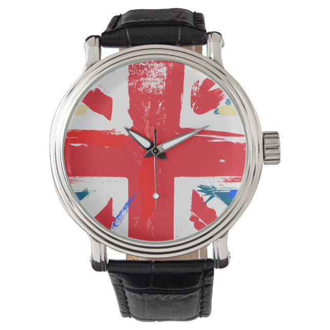 Montre Drapeau Union Jack britannique vintage usé (devant)