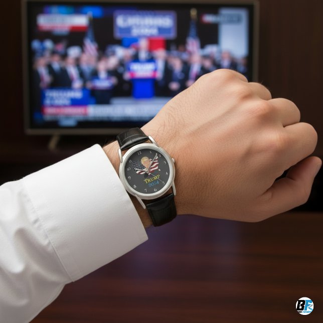 Montre Drapeau vintage américain avec Trump 2024 (Créateur téléchargé)