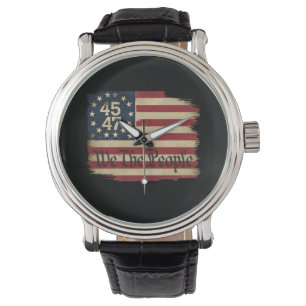 Montre Drapeau vintage en détresse We The People Trump 45