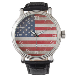 Montre Drapeau vintage rustique américain