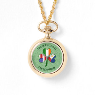 Montre Drapeaux américains irlandais philippins Shamrock