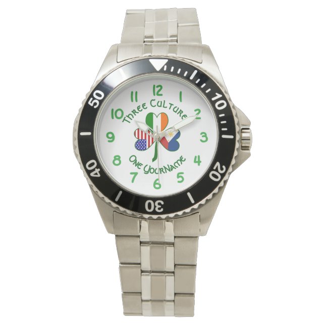 Montre Drapeaux Américains Irlandais Philippins Trèfle Pe (devant)