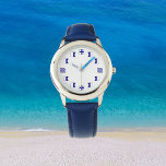 Montre Drapeaux marins bleu marine<br><div class="desc">Affiche les drapeaux nautiques pour les numéros de la montre visage. Les drapeaux sont utilisés pour la communication sur l'eau. Pour les marins,  les plaisanciers et les amateurs de nautisme. Cool. Fait un beau cadeau.</div>