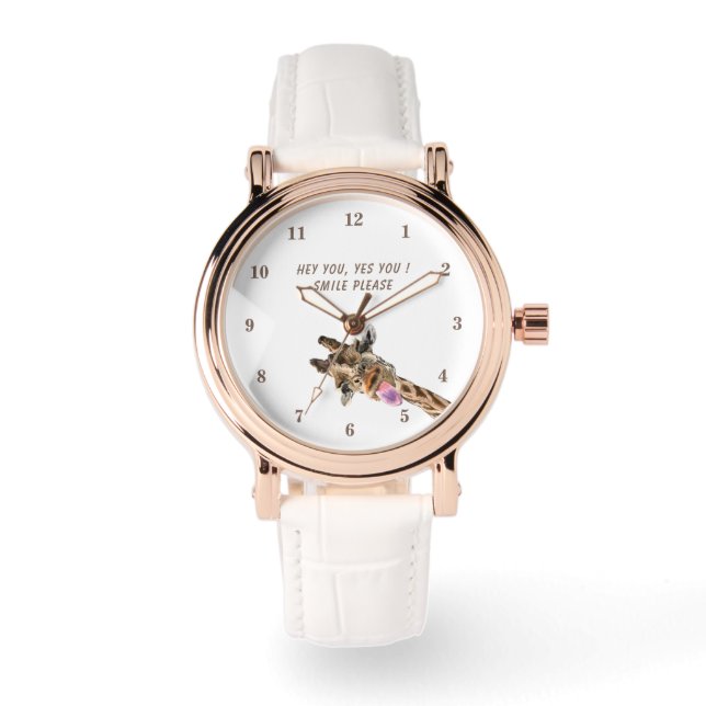 Montre drôle avec Giraffe Joueuse - Smile (Recto)