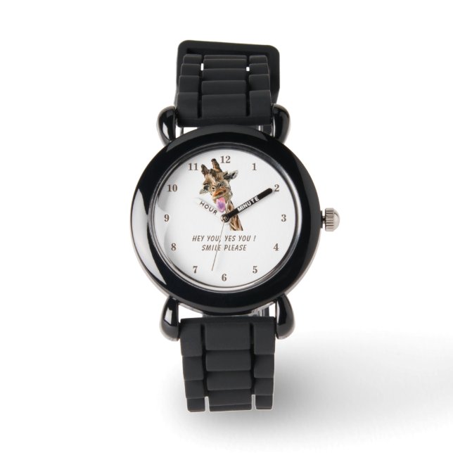 Montre drôle avec Giraffe Joueuse - Smile (Recto)