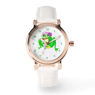 Montre drôle avec grenouille de fête heureuse