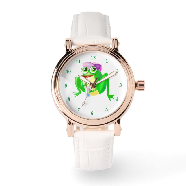 Montre drôle avec grenouille de fête heureuse (Recto)