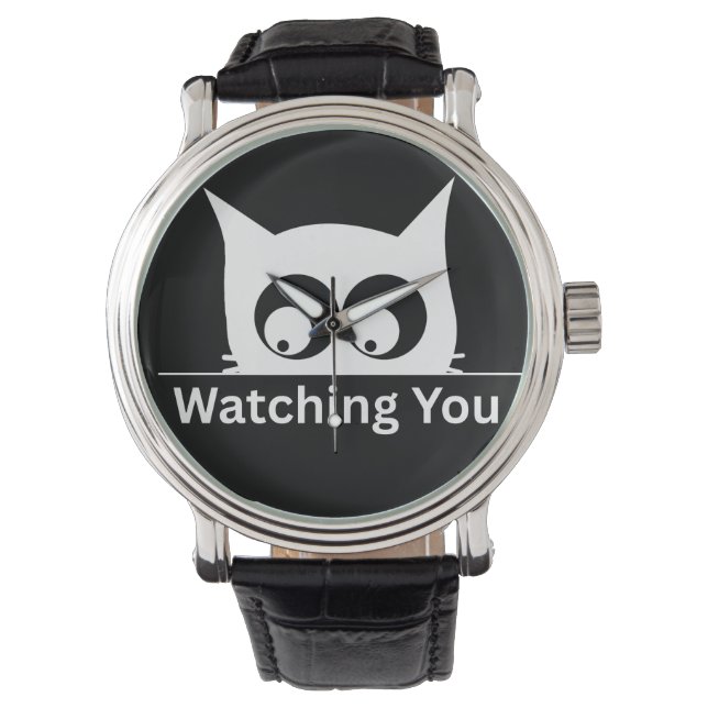 Montre Drôle de chat qui vous regarde mignon minimalisme (devant)