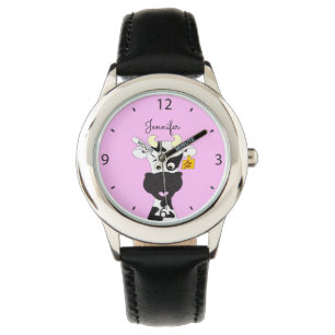 Montre Drôle dessin animé de vache rose nom enfants regar