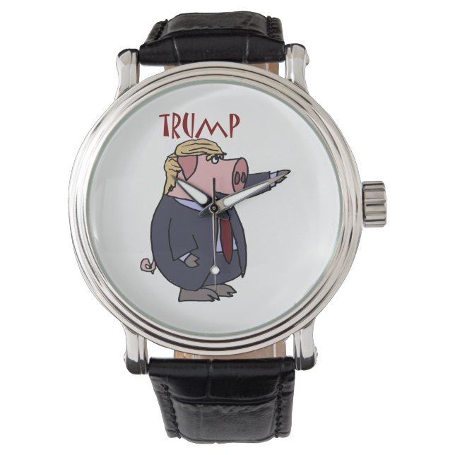 Montre Drôle Donald Trump Pig Caricature politique (devant)