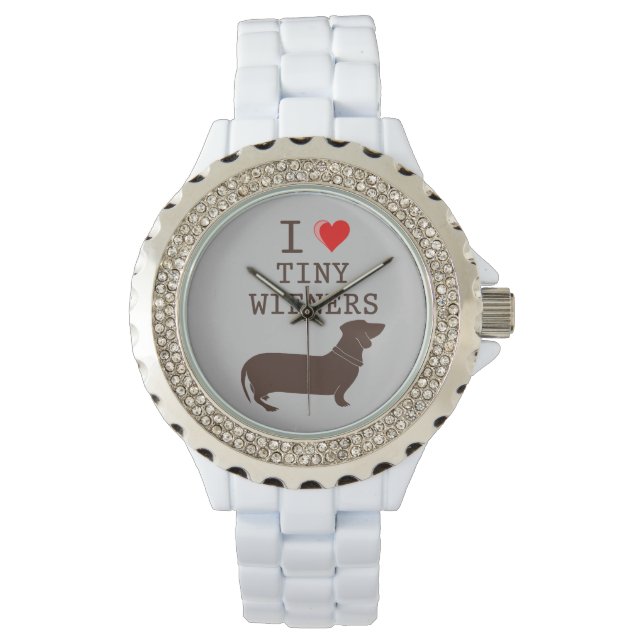 Montre Drôle J'aime Mini Wiener Teckel Plaqué Argent (devant)