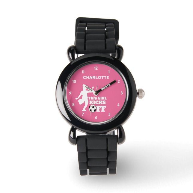 Montre Drôle Joueur de soccer fille personnalisées Graphi (Recto)