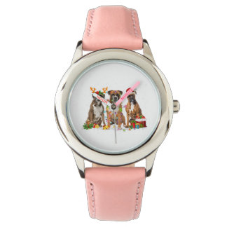 Montre Drôle Père Noël Boxer Dog Reindeer Noël