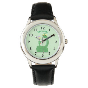 Montre Drôle serpent vert avec caricature maraca