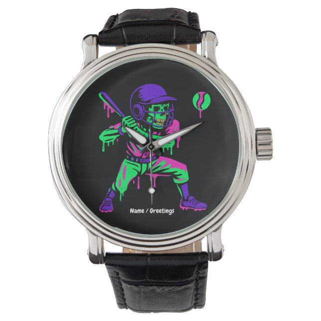 Montre Drôle Skeleton Batting Glace Cream Driving Basebal (devant)