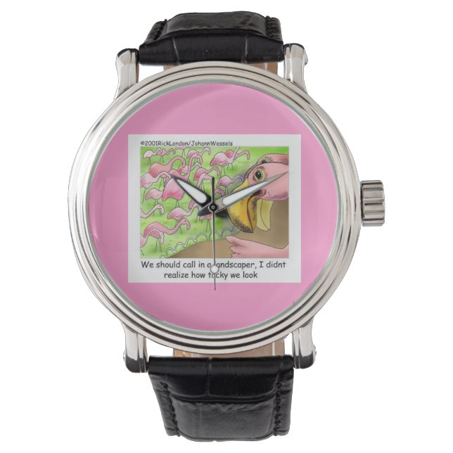 Montre drôle unisexe Flamants roses kitch (devant)