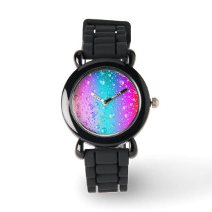 Montre Droplets d'eau rose et bleu d'Aqua